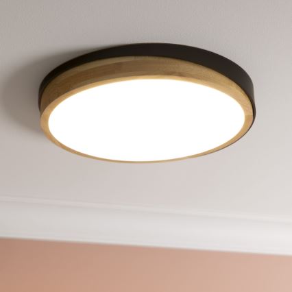 Brilliant - Світлодіодний стельовий світильник з регулюванням яскравості BAARLO LED/24W/230V діаметр 35 см чорний/каучукове дерево - FSC сертифіковано