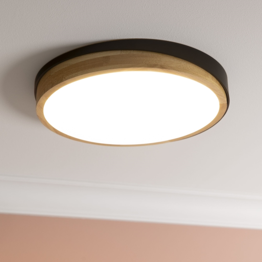 Brilliant - Світлодіодний стельовий світильник з регулюванням яскравості BAARLO LED/24W/230V діаметр 35 см чорний/каучукове дерево - FSC сертифіковано