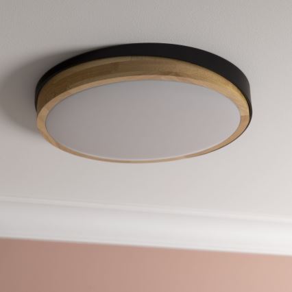 Brilliant - Світлодіодний стельовий світильник з регулюванням яскравості BAARLO LED/24W/230V діаметр 35 см чорний/каучукове дерево - FSC сертифіковано