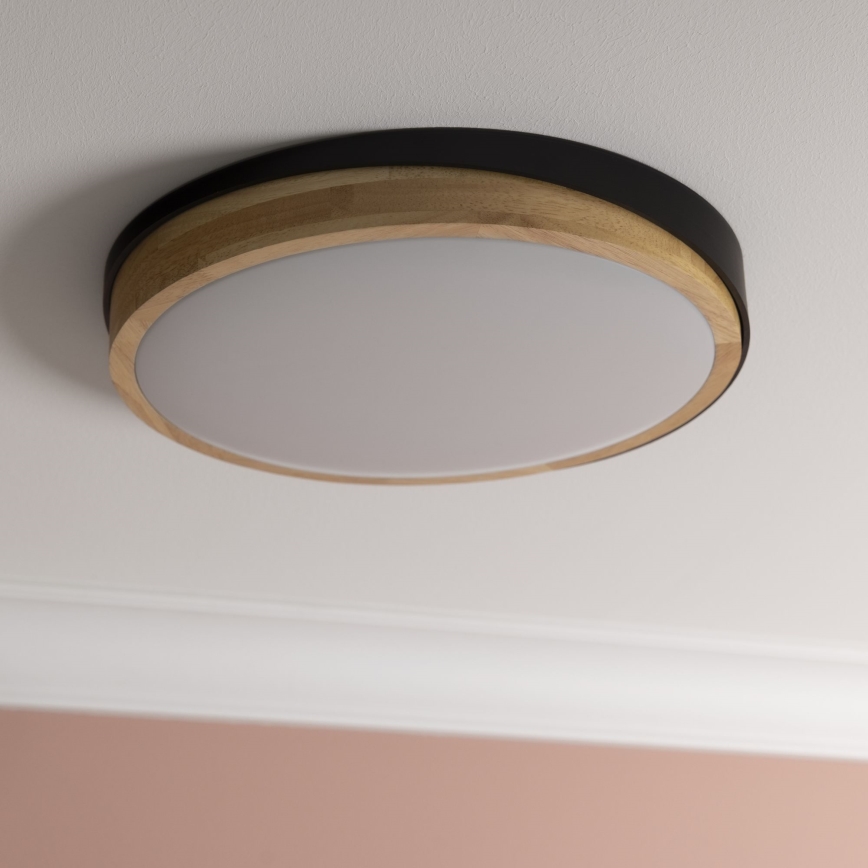 Brilliant - Світлодіодний стельовий світильник з регулюванням яскравості BAARLO LED/24W/230V діаметр 35 см чорний/каучукове дерево - FSC сертифіковано