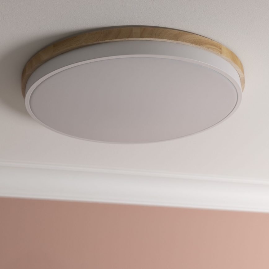 Brilliant - Світлодіодний стельовий світильник з регулюванням яскравості BAARLO LED/36W/230V 3000-6500K діаметр 50 см білий/каучукове дерево + пульт дистанційного керування - FSC сертифіковано