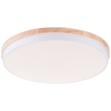 Brilliant - Світлодіодний стельовий світильник з регулюванням яскравості BAARLO LED/36W/230V 3000-6500K діаметр 50 см білий/каучукове дерево + пульт дистанційного керування - FSC сертифіковано