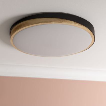 Brilliant - Світлодіодний стельовий світильник з регулюванням яскравості BAARLO LED/36W/230V 3000-6500K діаметр 50 см чорний/каучукове дерево + пульт дистанційного керування