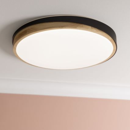 Brilliant - Світлодіодний стельовий світильник з регулюванням яскравості BAARLO LED/36W/230V 3000-6500K діаметр 50 см чорний/каучукове дерево + пульт дистанційного керування - FSC сертифіковано