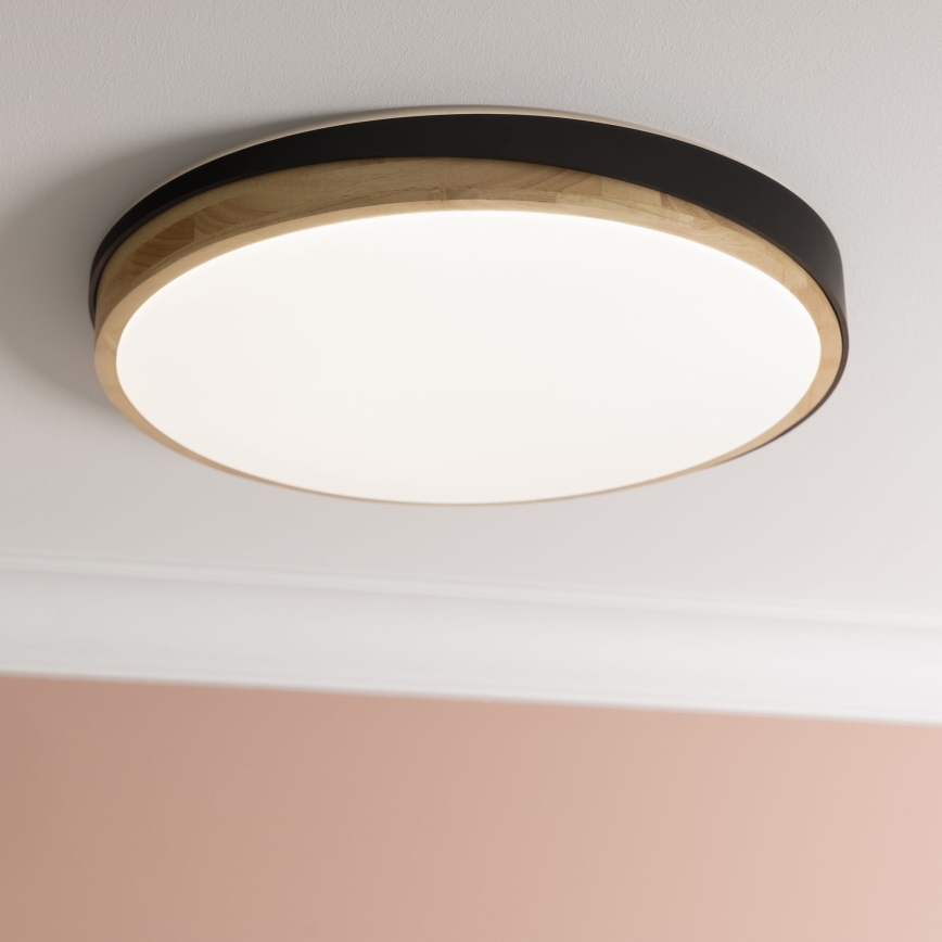 Brilliant - Світлодіодний стельовий світильник з регулюванням яскравості BAARLO LED/36W/230V 3000-6500K діаметр 50 см чорний/каучукове дерево + пульт дистанційного керування - FSC сертифіковано