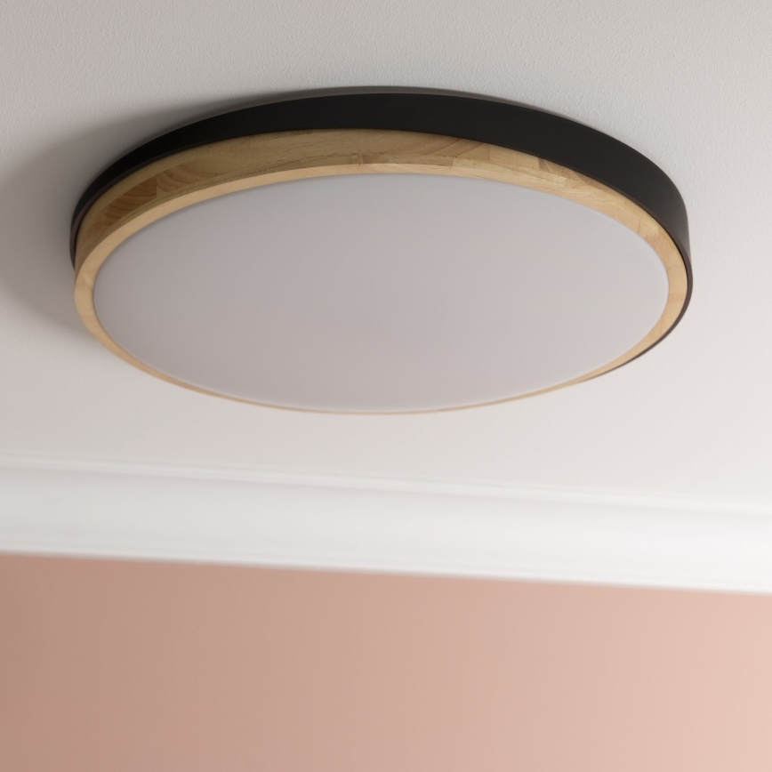 Brilliant - Світлодіодний стельовий світильник з регулюванням яскравості BAARLO LED/36W/230V 3000-6500K діаметр 50 см чорний/каучукове дерево + пульт дистанційного керування - FSC сертифіковано