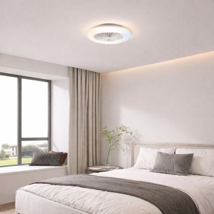 Brilliant - LED-затемнюваний стельовий світильник з вентилятором MONTERO LED/20W/230V 2700-6500K діам. 42 см білий + пульт дистанційного керування