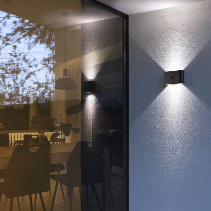 Brilliant - LED Вуличний акумуляторний настінний світильник з датчиком XINO LED/3W/5V IP44 чорний
