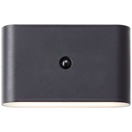 Brilliant - LED Вуличний акумуляторний настінний світильник з датчиком XINO LED/3W/5V IP44 чорний