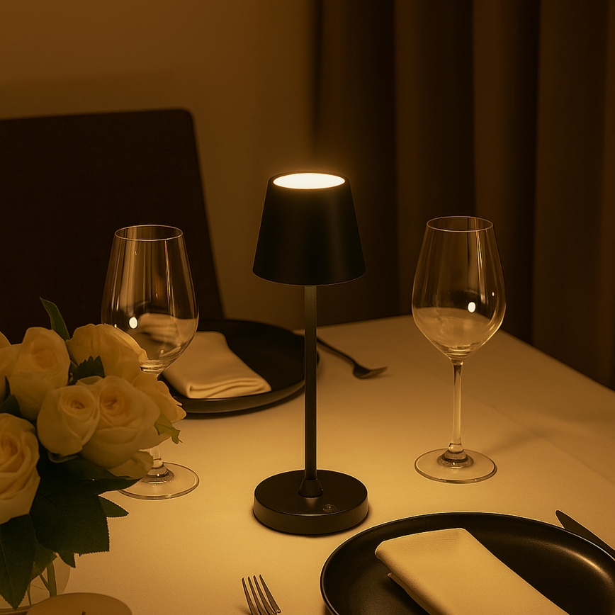 Brilliant - LED з регульованою яскравістю акумуляторна сенсорна зовнішня настільна лампа ELORA LED/2,5W/5V 2700K 2600 mAh IP44 чорна