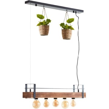 Брілліант - Люстра на тросі БАНКВУД 5xE27/28W/230V тополя