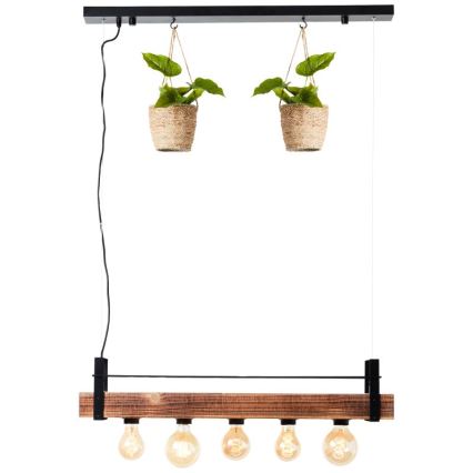 Брілліант - Люстра на тросі БАНКВУД 5xE27/28W/230V тополя