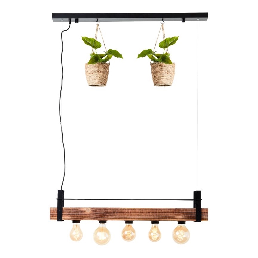 Брілліант - Люстра на тросі БАНКВУД 5xE27/28W/230V тополя