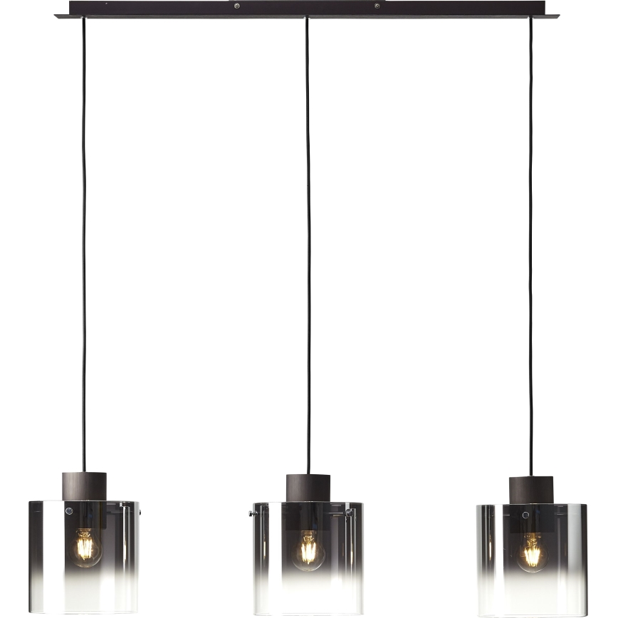 Brilliant - Люстра на тросі BETH 3xE27/60W/230V чорна/димчаста