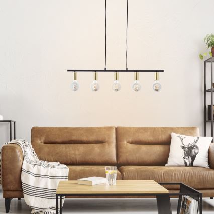 Brilliant - Люстра на тросі KERRY 5xE27/40W/230V чорна/латунна