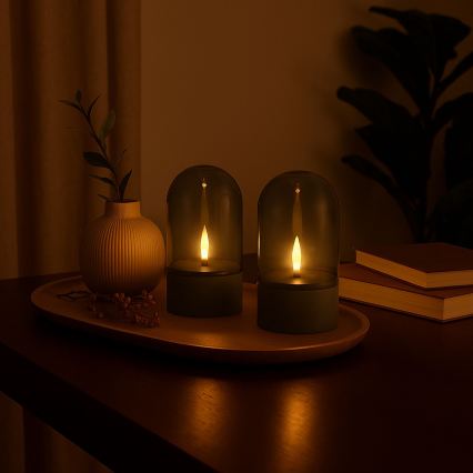 Brilliant - НАБІР із 2 LED свічок ILLUSION LED/2xAA IP44 сірий/димчасто-чорний