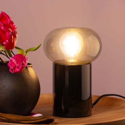 Brilliant - Настільна лампа KNUT 1xE27/25W/230V чорний/прозорий