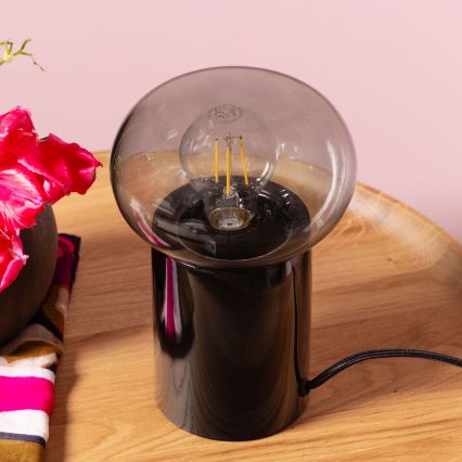 Brilliant - Настільна лампа KNUT 1xE27/25W/230V чорний/прозорий