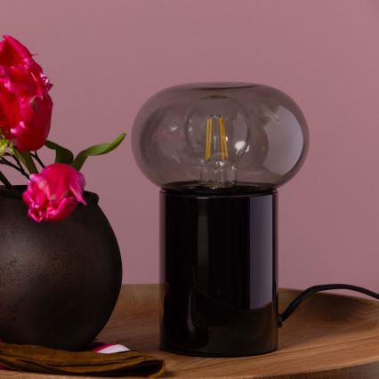 Brilliant - Настільна лампа KNUT 1xE27/25W/230V чорний/прозорий