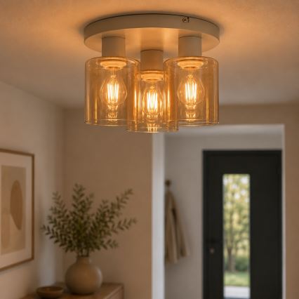 Brilliant - Накладна люстра LYSKA 3xE27/20W/230V, діаметр 31 см, кремова/димчасто-бежева