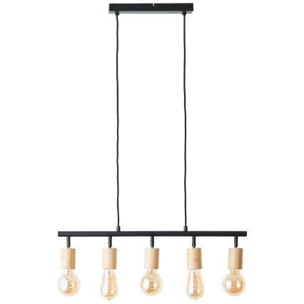 Brilliant - Підвісна люстра на тросі TIFFANY 5xE27/28W/230V чорна/бамбук