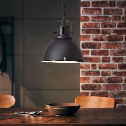 Brilliant - Подвесная люстра на цепи JESPER GLAS 1xE27/60W/230V чёрная