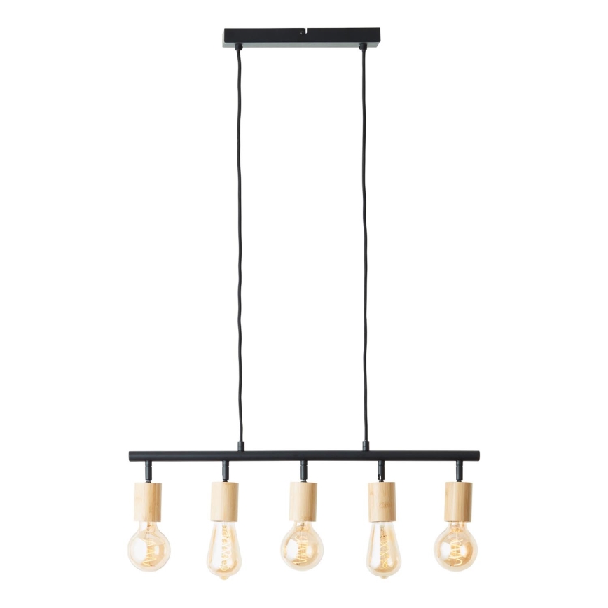 Brilliant - Подвесная люстра на шнуре TIFFANY 5xE27/28W/230V черная/бамбук