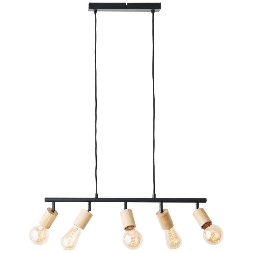 Brilliant - Подвесная люстра на шнуре TIFFANY 5xE27/28W/230V черная/бамбук
