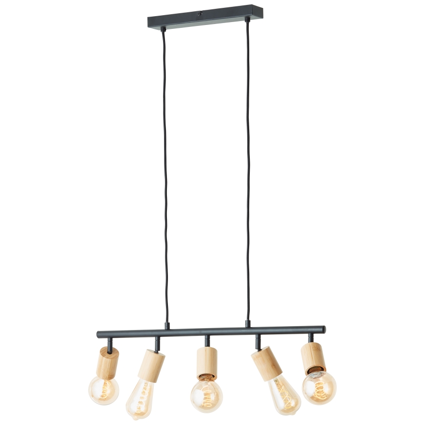 Brilliant - Подвесная люстра на шнуре TIFFANY 5xE27/28W/230V черная/бамбук