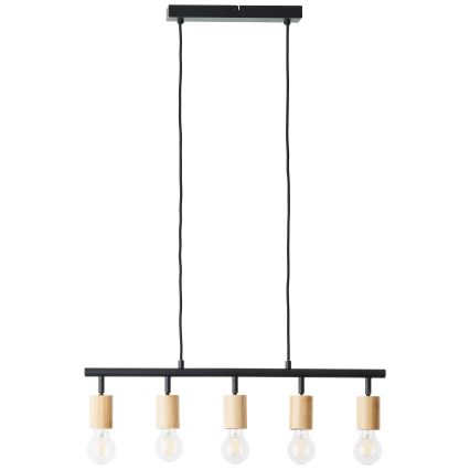 Brilliant - Подвесная люстра на шнуре TIFFANY 5xE27/28W/230V черная/бамбук