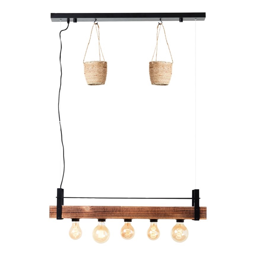 Brilliant - Подвесная люстра на тросе BANKWOOD 5xE27/28W/230V, отделка тополь