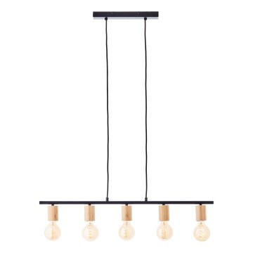 Brilliant - Подвесная люстра на тросе KERRY 5xE27/40W/230V чёрный/бамбук