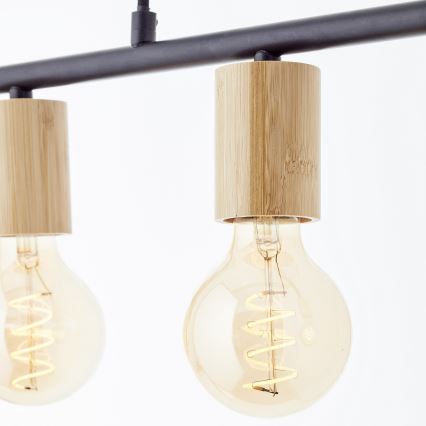 Brilliant - Подвесная люстра на тросе KERRY 5xE27/40W/230V чёрный/бамбук