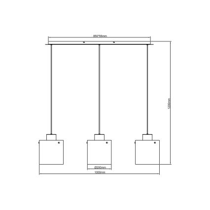 Brilliant - Подвесной светильник на тросе BETH 3xE27/60W/230V черный/дымчатый