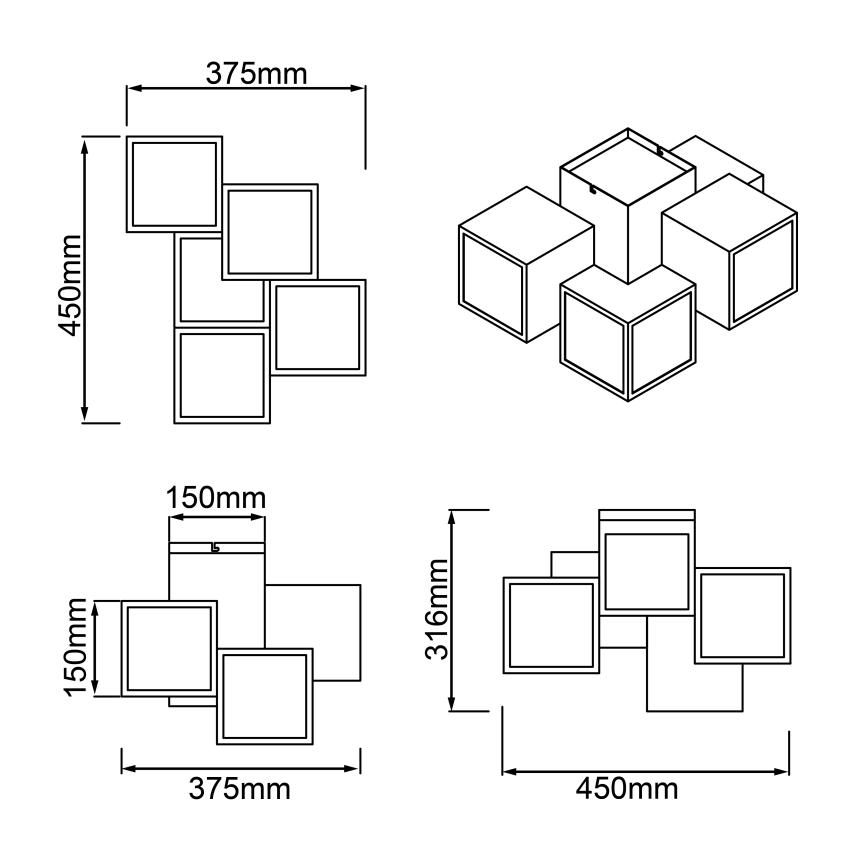 Brilliant - Стельовий LED світильник CUBIX 5xLED/7,6W/230V 3000K білий