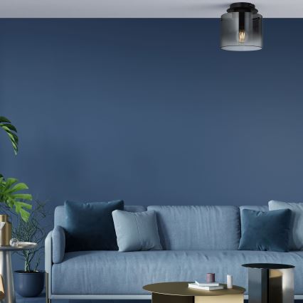 Brilliant - Стельовий світильник BETH 1xE27/60W/230V діаметр 20 см чорний/димчастий