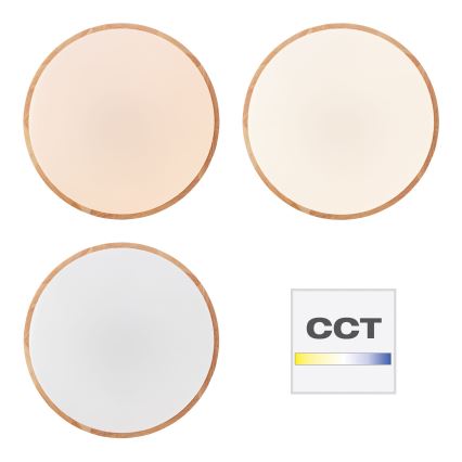 Brilliant - SLIMLINE светодиодный диммируемый потолочный светильник LED/60 Вт/230 В 3000–6500 К Ø 45 см, корпус из резинового дерева, с пультом дистанционного управления