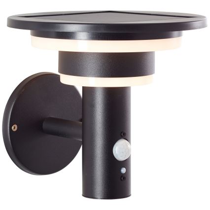 Brilliant - Светодиодный настенный светильник на солнечной батарее с датчиком GARVINA LED/3W/3,7V 2000 mAh IP44 черный