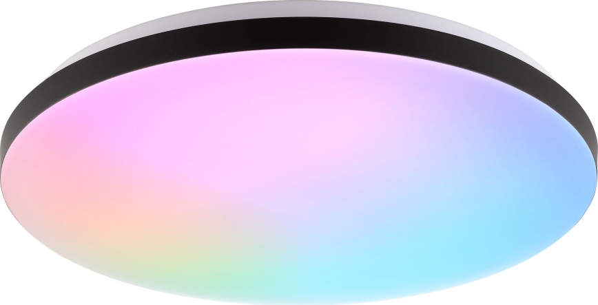 Brilliant - Светодиодный потолочный RGBW-светильник с регулированием яркости LIVIO LED/20W/230V 3000-6500K диаметр 49 см черный + дистанционное управление