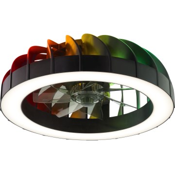 Brilliant - Светодиодный RGBW потолочный вентилятор с диммером и светильником FANORA LED/30W/230V 2700-6500K диаметр 46 см черный + дистанционное управление