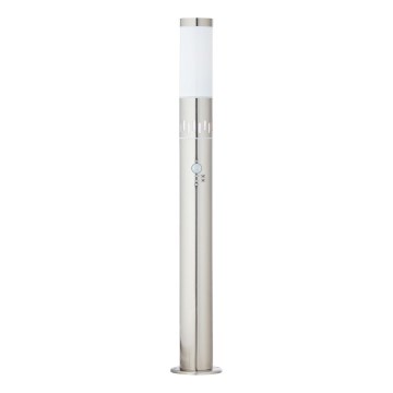 Brilliant - Світлодіодна вулична лампа з датчиком LEIGH LED/0,9W/230V + 1xE27/11W 80 см IP44 глянцевий хром