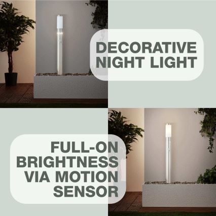 Brilliant - Світлодіодна вулична лампа з датчиком LEIGH LED/0,9W/230V + 1xE27/11W 80 см IP44 глянцевий хром