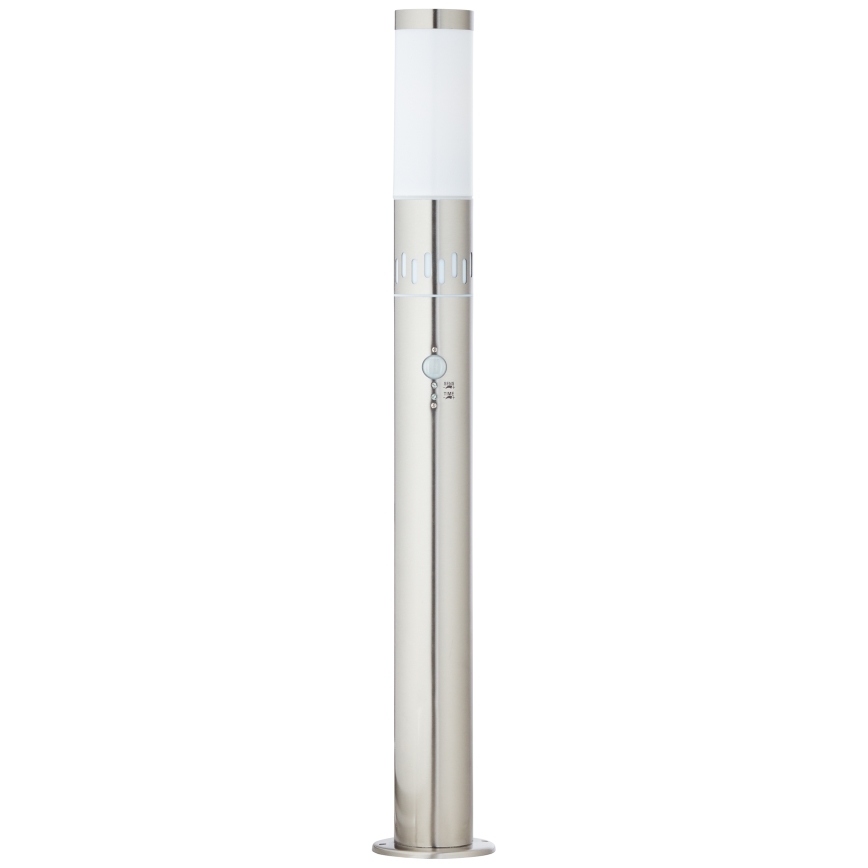 Brilliant - Світлодіодна вулична лампа з датчиком LEIGH LED/0,9W/230V + 1xE27/11W 80 см IP44 глянцевий хром