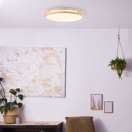 Brilliant - Світлодіодний стельовий світильник з регулюванням яскравості WOODBURY LED/24W/230V діаметр 39 см каучукове дерево - FSC сертифіковано