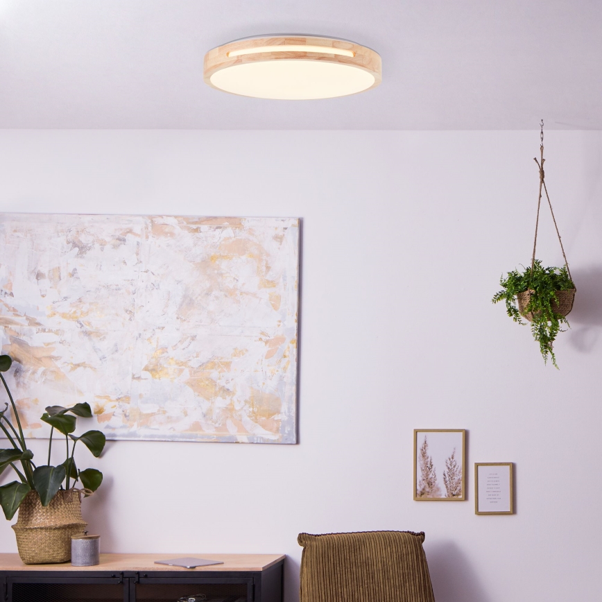 Brilliant - Світлодіодний стельовий світильник з регулюванням яскравості WOODBURY LED/24W/230V діаметр 39 см каучукове дерево