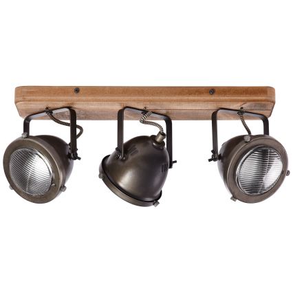 Brilliant - Точечный светильник CARMEN WOOD 3xGU10/5W/230V коричневый