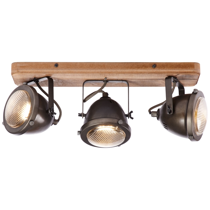 Brilliant - Точечный светильник CARMEN WOOD 3xGU10/5W/230V коричневый