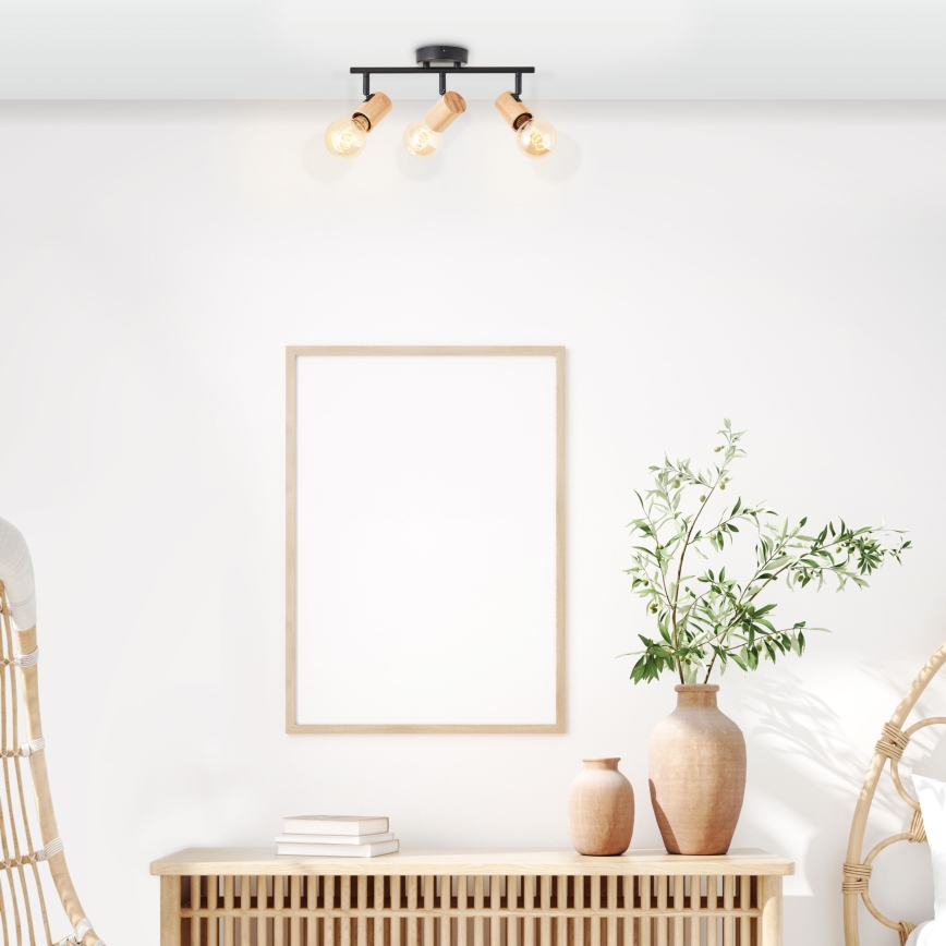 Brilliant - точковий світильник KERRY 3xE27/40W/230V чорний/бамбук