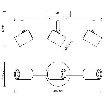 Brilliant - Точковий світильник KERRY 3xE27/40W/230V чорний/латунь