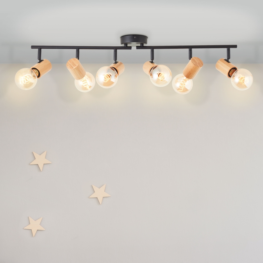 Brilliant - Точковий світильник KERRY 6xE27/40W/230V чорний/бамбук